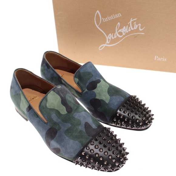 Christian Louboutin NEW Loafers Size 41 8.5 Spooky Flat In Green / Blue Camo 🔥🔥🔥
